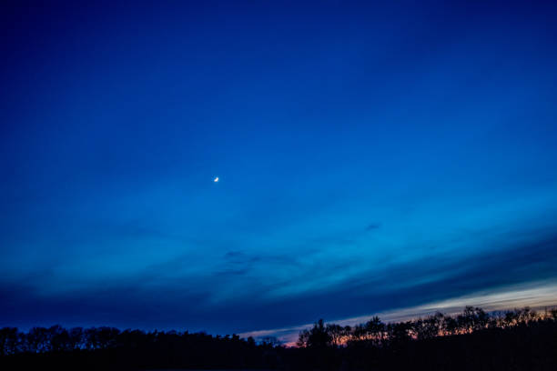 blue sky with moon and open road background