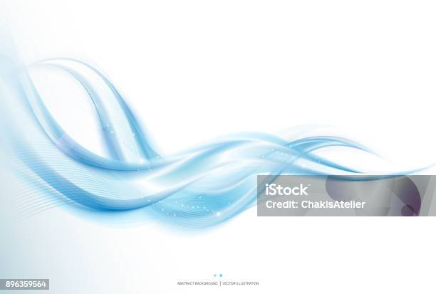 Abstract Blue Stripe Background Water Wave Concept Vector Illustration Stock Illustration - Download Image Now
