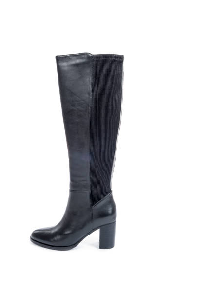 istock Women's Knee High Black Leather Boot Isolated on White 896374412