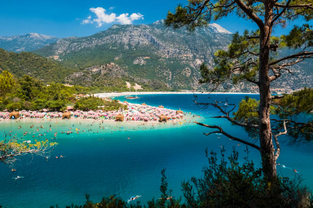 istock Oludeniz beach and blue clear water 896381180