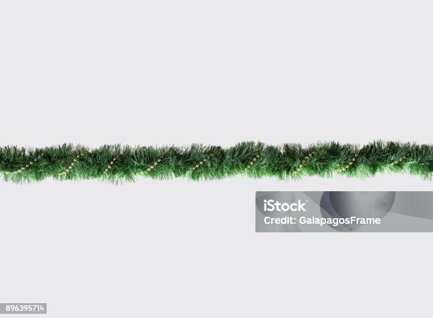 Christmas Decoration Isolated On White Background Stock Photo - Download Image Now - Floral Garland, Christmas, Border - Frame