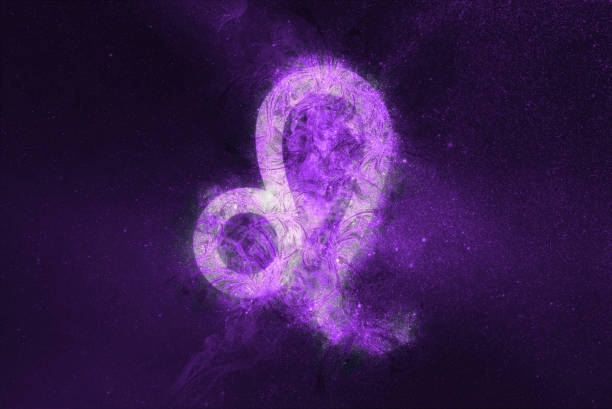 istock Leo Zodiac Sign. Night sky Abstract background 896405388