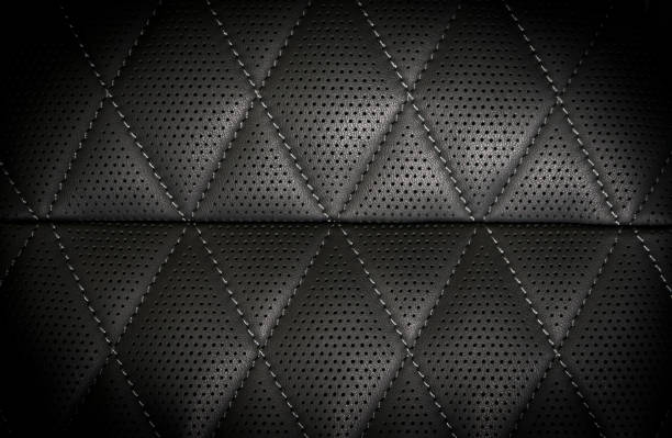 black perforated leather details stock photo