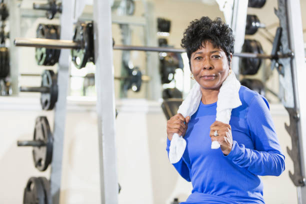 istock Mature black woman at the gym 896453046