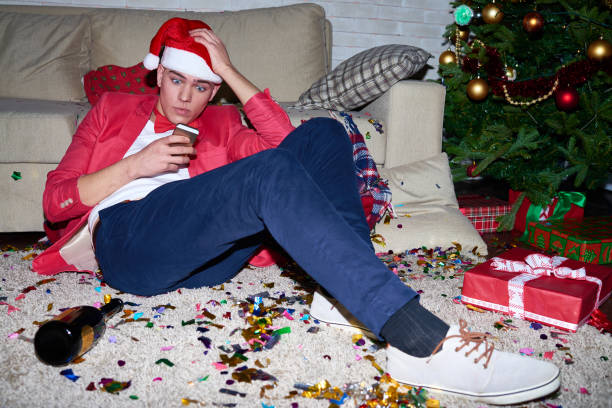 istock Astonished man reading sms after party 896456154
