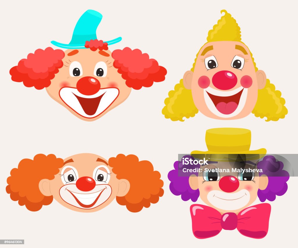 Ilustración de Conjunto De Caras De Payaso De Dibujos Animados y más Vectores Libres de Derechos de Actor - Actor, Actuación - Conceptos, Adulto - iStock Ilustración de Conjunto De Caras De Payaso De Dibujos Animados y más Vectores Libres de Derechos de Actor - Actor, Actuación - Conceptos, Adulto - iStock