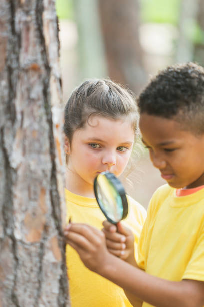istock Children exploring nature with magnifying glass 896461510