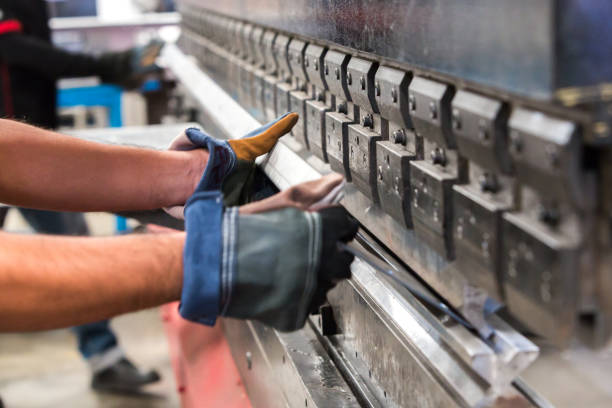 istock Sheet metal bending in factory 896466824