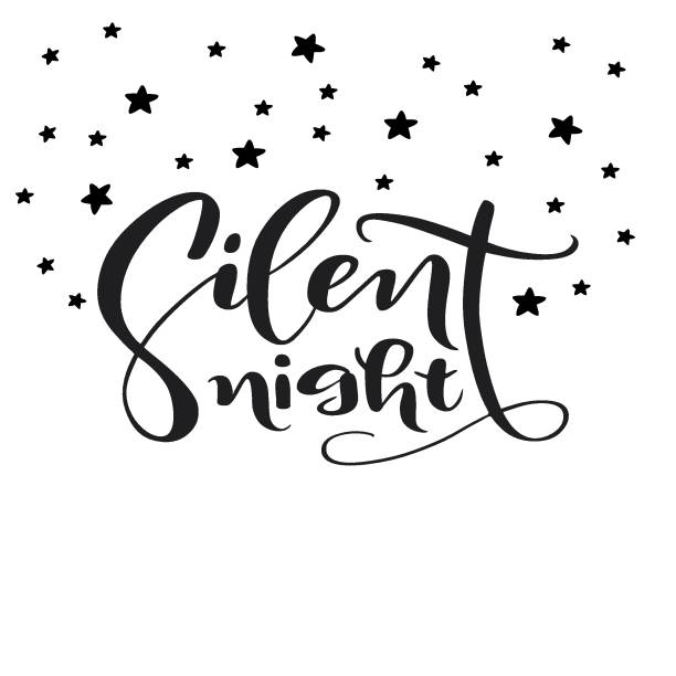 ilustrações de stock, clip art, desenhos animados e ícones de brush lettering composition of "silent night" - silent night illustrations