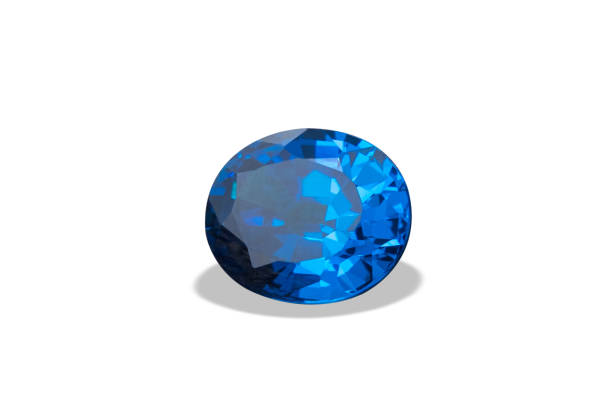 istock Natural Blue Sapphire isolated on white background 896482152