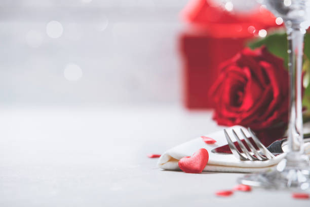 Valentine's Day or romantic dinner concept stock photo
