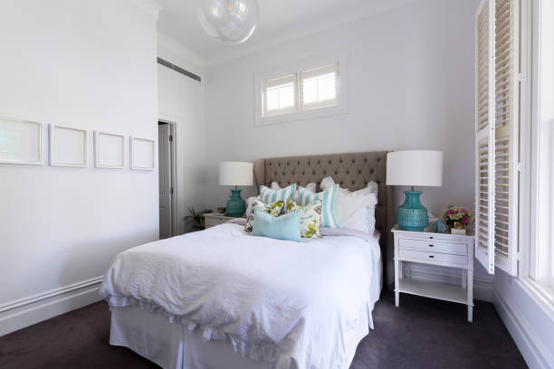 istock Beautiful master bedroom in Hamptons styled decor 896492456