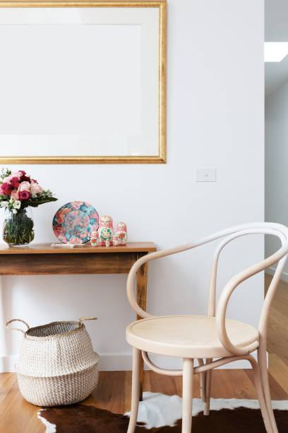 istock Interior decoration styled with chair and side table and blank wall frame 896553508