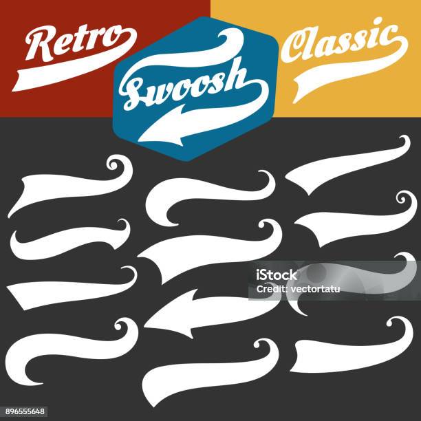 Retro Sports Swoosh Tails Set Stock Illustration - Download Image Now - T-Shirt, Design, Fashion