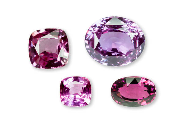 istock Pink gems isolated on a white background 896555658