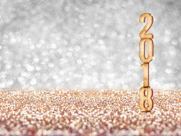 istock happy new year 2018 year number ( 3d rendering ) at sparkling golden silver perspective glitter studio background ,Holiday Greeting card.Banner mock up space for display of product or design. 896558754