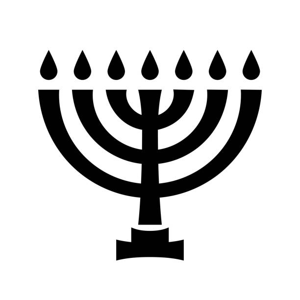 menora (althebräisch sieben kerzenhalter), heiligen leuchter mit sieben lampen, in den tempel in jerusalem verwendet. traditionelle religiöse symbol des judentums seit der antike. - kislev stock-grafiken, -clipart, -cartoons und -symbole