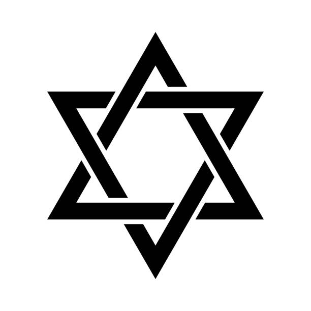 «маген давид» (щит давида, или звезда давида, или печать соломона), еврейская гексаграмма. традиционный еврейский знак и один из главных сим� - judaism hanukkah menorah symbol stock illustrations