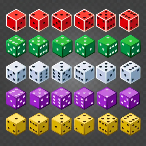 Vector illustration of Casino dice set on transparent background