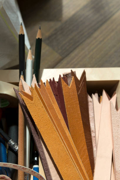 istock Leather for making bracelet or tag and keychain in wooden box 896567234