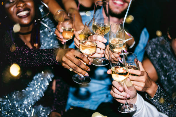 People celebrating in a party stock photo