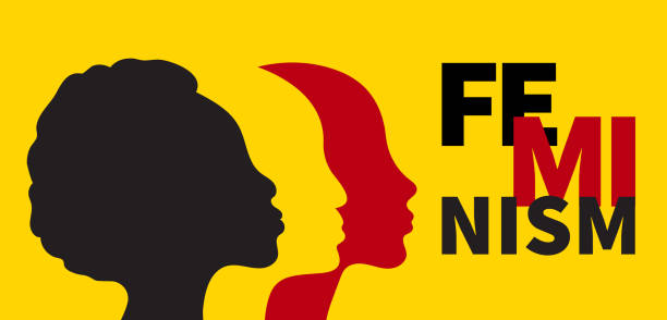 знамя феминизма - protestor protest sign yellow stock illustrations
