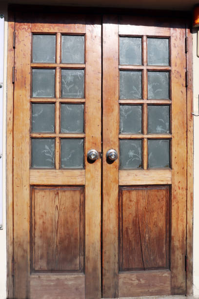 istock A tight-closed wooden door 896596542