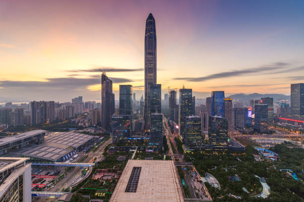 istock The twilight skyline of Shenzhen 896596912