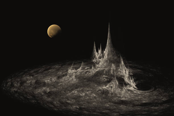 istock The moon above the mountain peaks 896608212