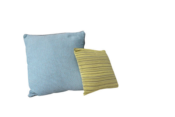 istock Lime color linear pattern cushion and blue color cushion isolated 896608384