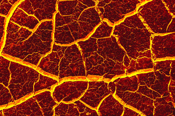 istock Ground is formed lava because of global warming. 896614100