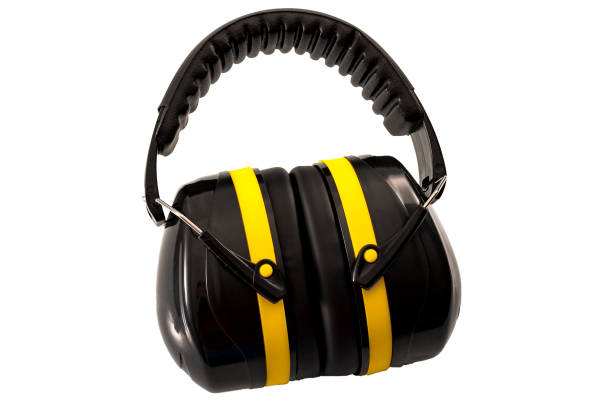 Noise and hearing protection‎ concept with earmuffs isolated on white