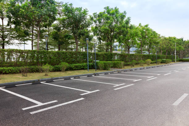 istock Outdoor parking lot and road tree 896634438