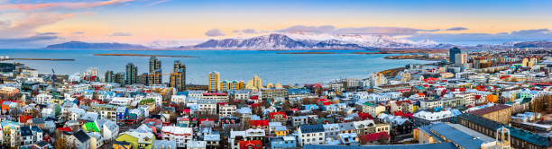 Aerial panorama of downtown Reykjavik