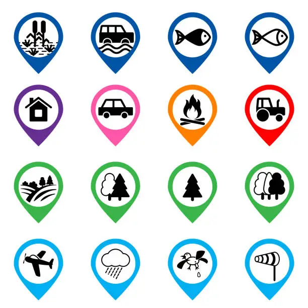Vector illustration of Offroad event and camping icons set. Vector illustration.