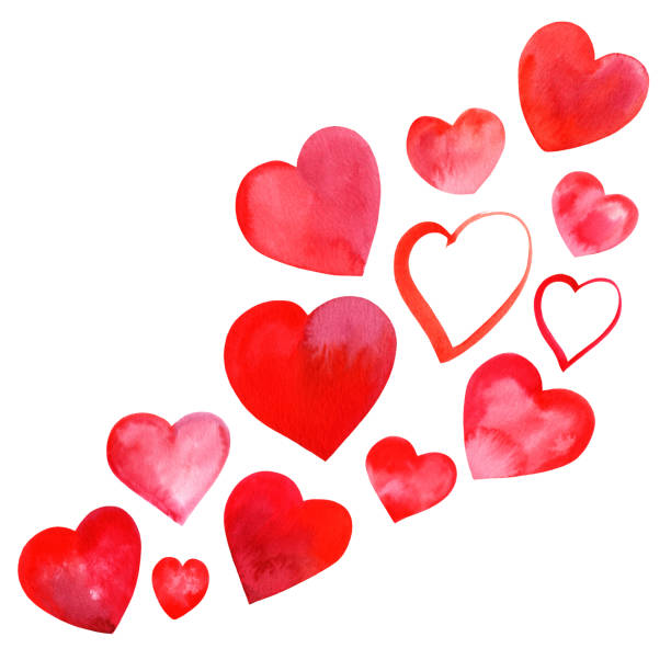 suluboya kalpler grubu sevgililer, üzerinde beyaz izole için - sevgililer günü kartı illüstrasyonlar stock illustrations