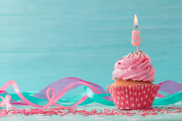 istock birthday cake on blue wooden background 896690214