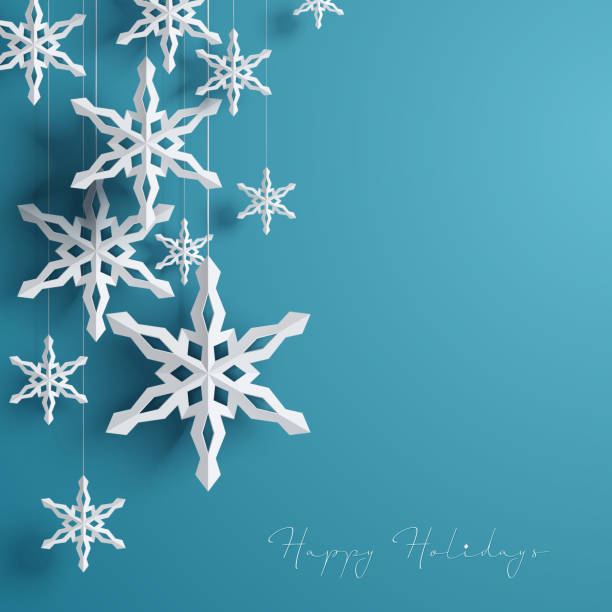 冬の背景に雪の結晶 - paper craft点のイラスト素材／クリップアート素材／マンガ素材／アイコン素材