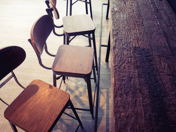 istock Cafe Counter and chairs Restaurant seats Vintage retro style 896719112