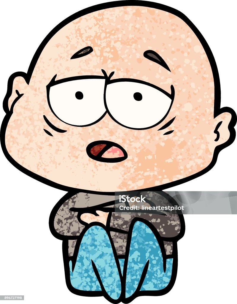 Phim Hoạt Hình Mệt Mỏi Người Đàn Ông Hói Hình minh họa Sẵn có ...