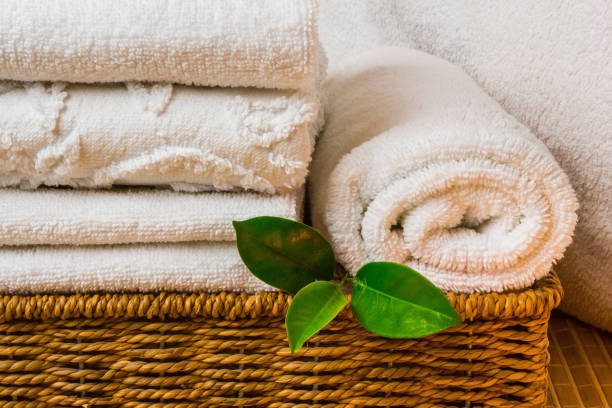 istock Spa with towels and candle 896727356