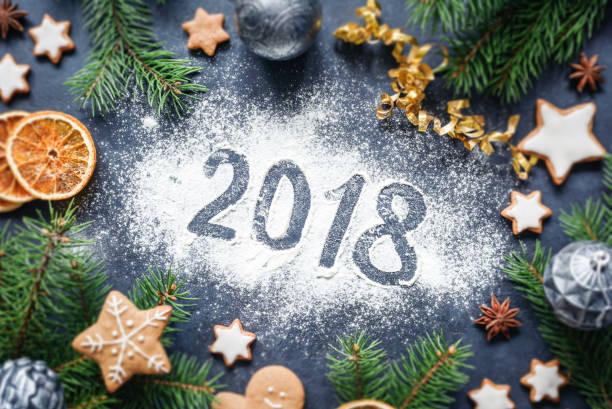 istock 2018 Happy New Year Merry Christmas Decorations Background 896731914