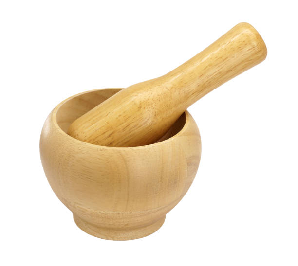 istock wooden mortar for kitchen utensils on white background 896738940