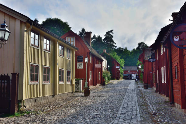 Eksjö (preserved old wood-town) Sweden stock photo