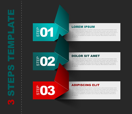 3 Step Pattern Design Three Steps Template Vector Stock Illustration - Download Image Now ...