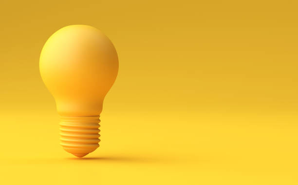 istock Minimal Idea Design Concept Yellow bulb on yellow pastel background. 896752278