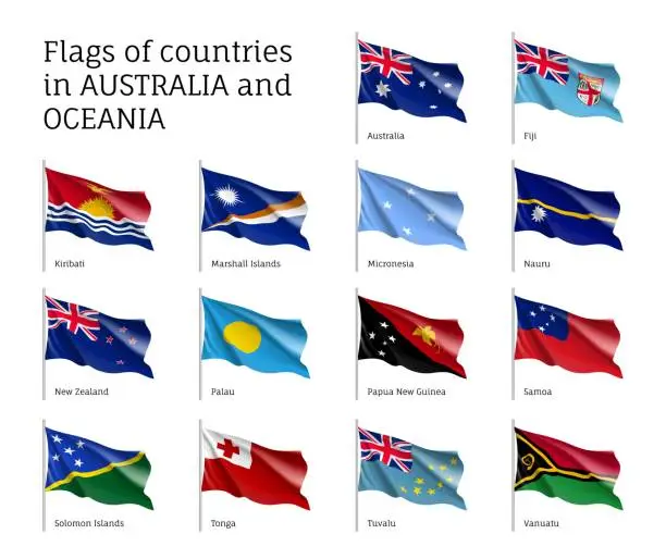 Vector illustration of Flags countries Australia and Oceania