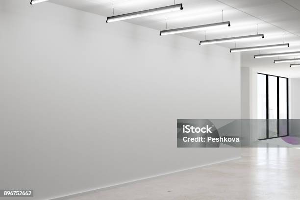 Concrete Interior With Empty Wall Stock Photo - Download Image Now - Office, Wall - Building Feature, Corridor