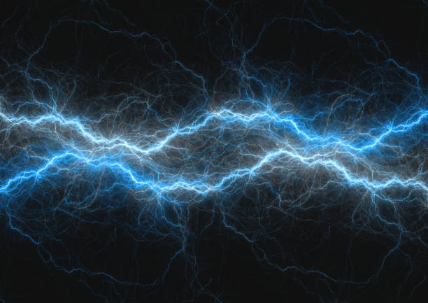 istock Blue lightning bolt, abstract plasma and power background 896752948