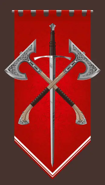 Vector illustration of sword axe